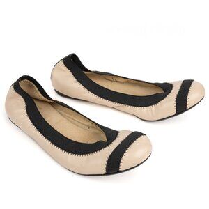 STUART WEITZMAN Giveable Leather Ballet Flats Cream & Black Size 6 M